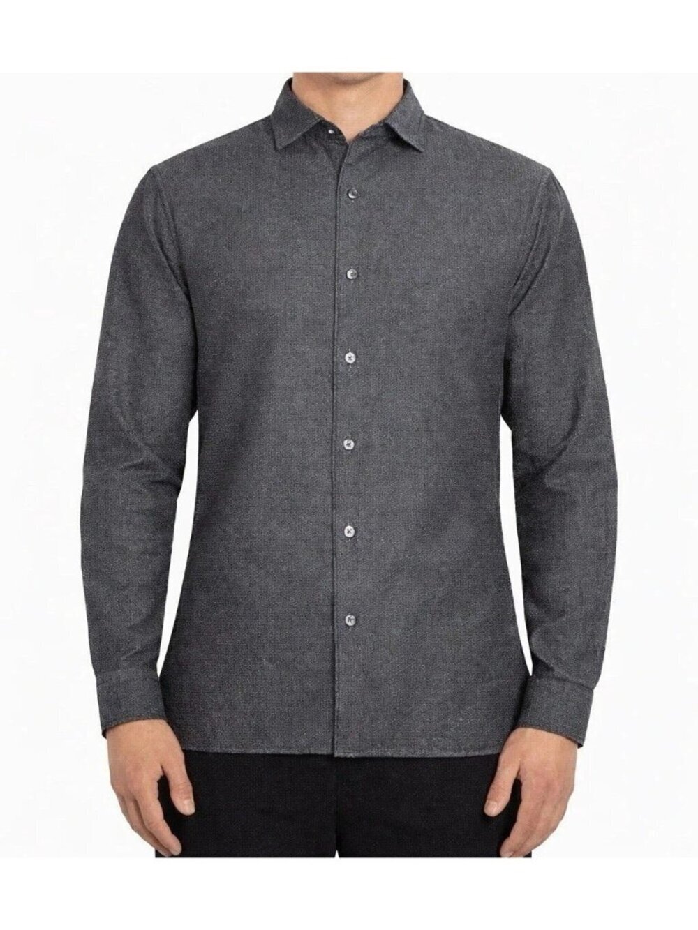Ted Baker Men's XL Black Button-Up Shirt Herringbone Pattern d1882